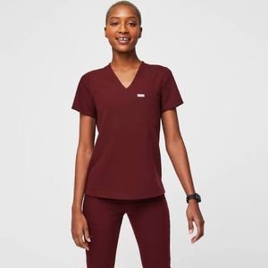 Catarina™ One-Pocket Scrub Top (Dark Cherry) - XXS